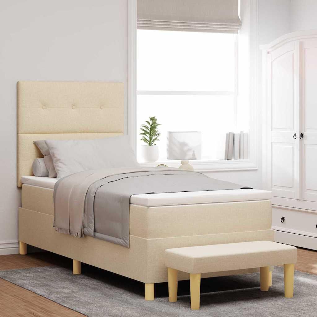 Maison Exclusive - Boxspringbett mit Kopfteil Creme 200 x 100 cm Stoff