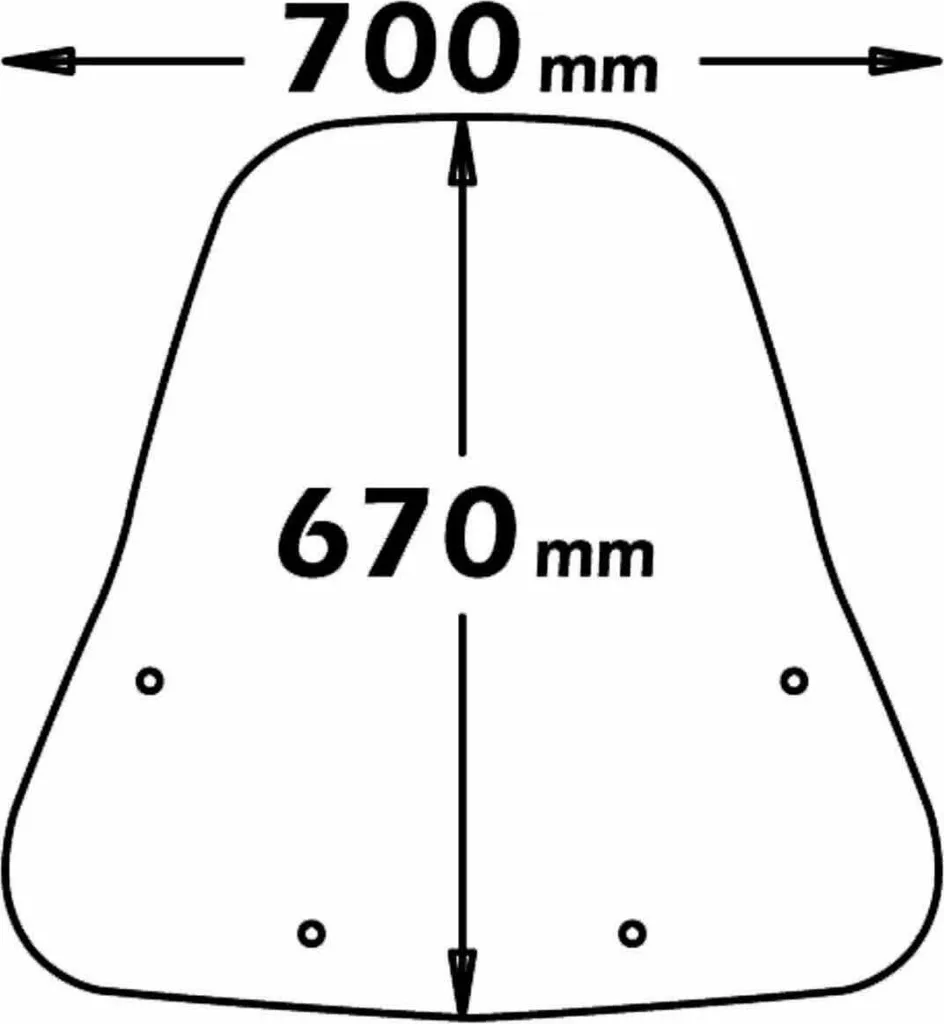 Pare-brise ISOTTA large 670x700 mm robuste avec fixations pour SYM