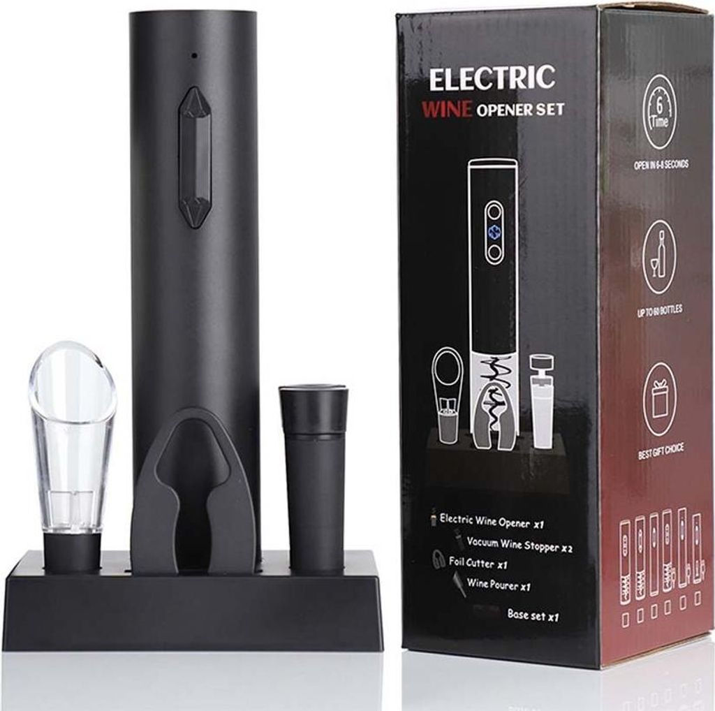 INF Elektrischer Weinöffner 6-teiliges Set - Automatischer Korkenzieher mit Zubehör