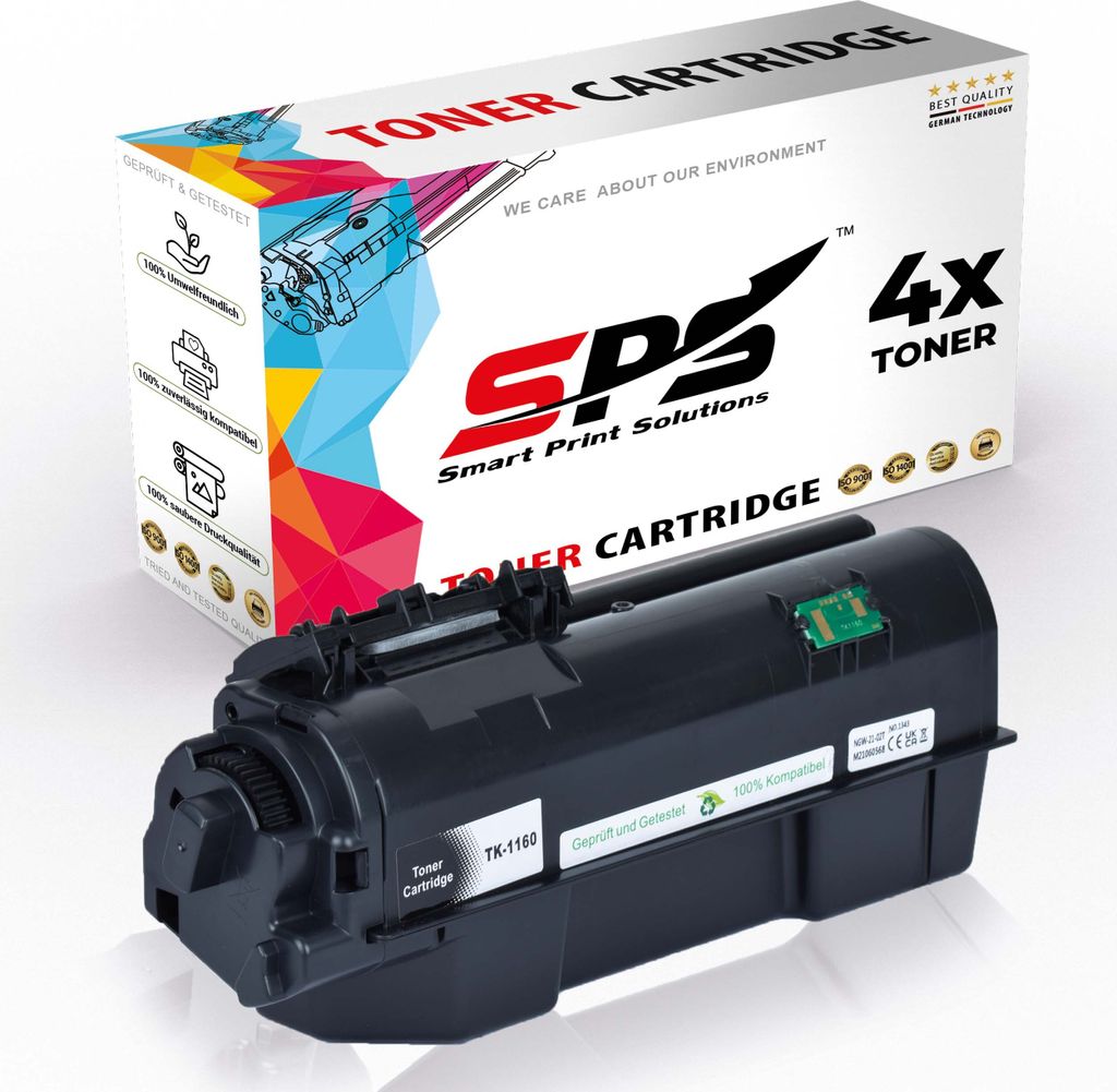 4x Kompatibel Kyocera 1T02RY0NL0 TK-1160 Toner Schwarz für Kyocera Ecosys P2040DW