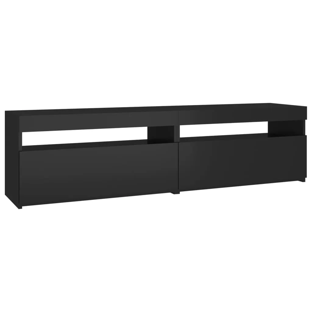 vidaXL Meuble TV LED noir 75cm lot de 2 modules pour salon moderne