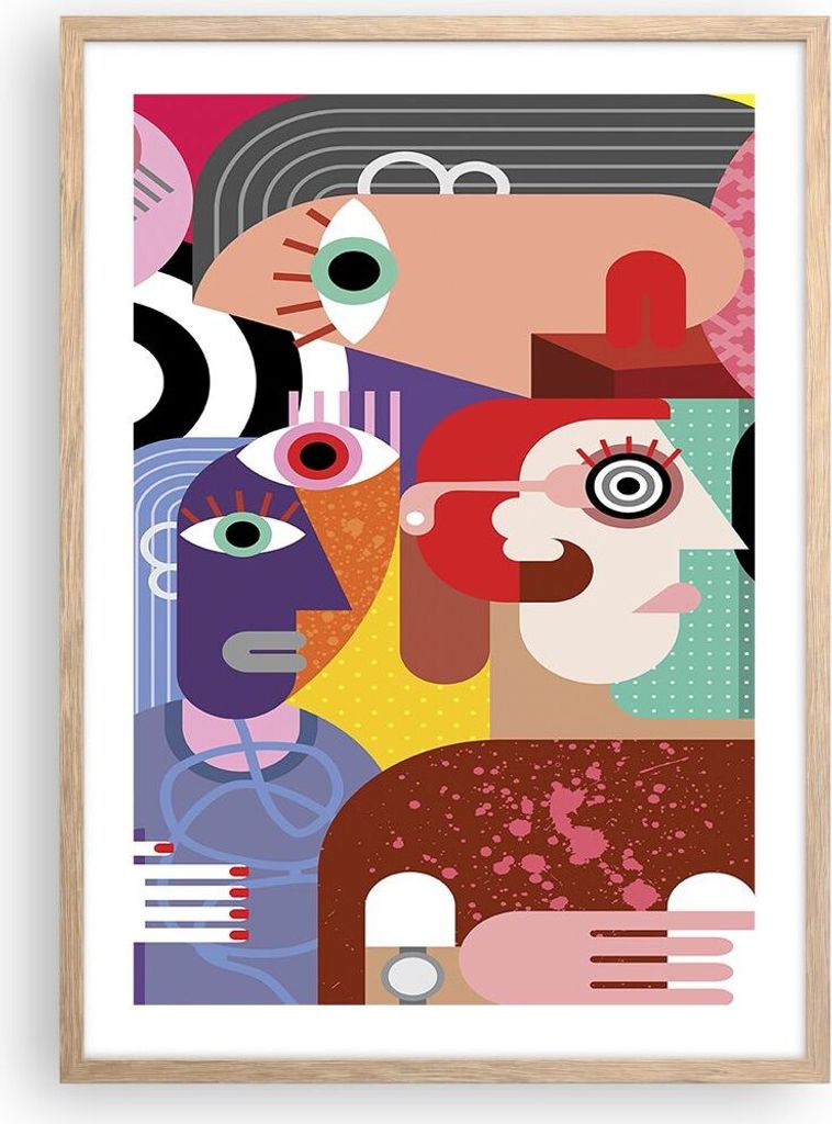 Gerahmtes Poster - Rahmen in heller Eiche - Abstraktion modern - 50x70 cm - Wand Bild - Wanddeko - Wandbilder - Wandposter - Bilderrahmen - Bilder ...