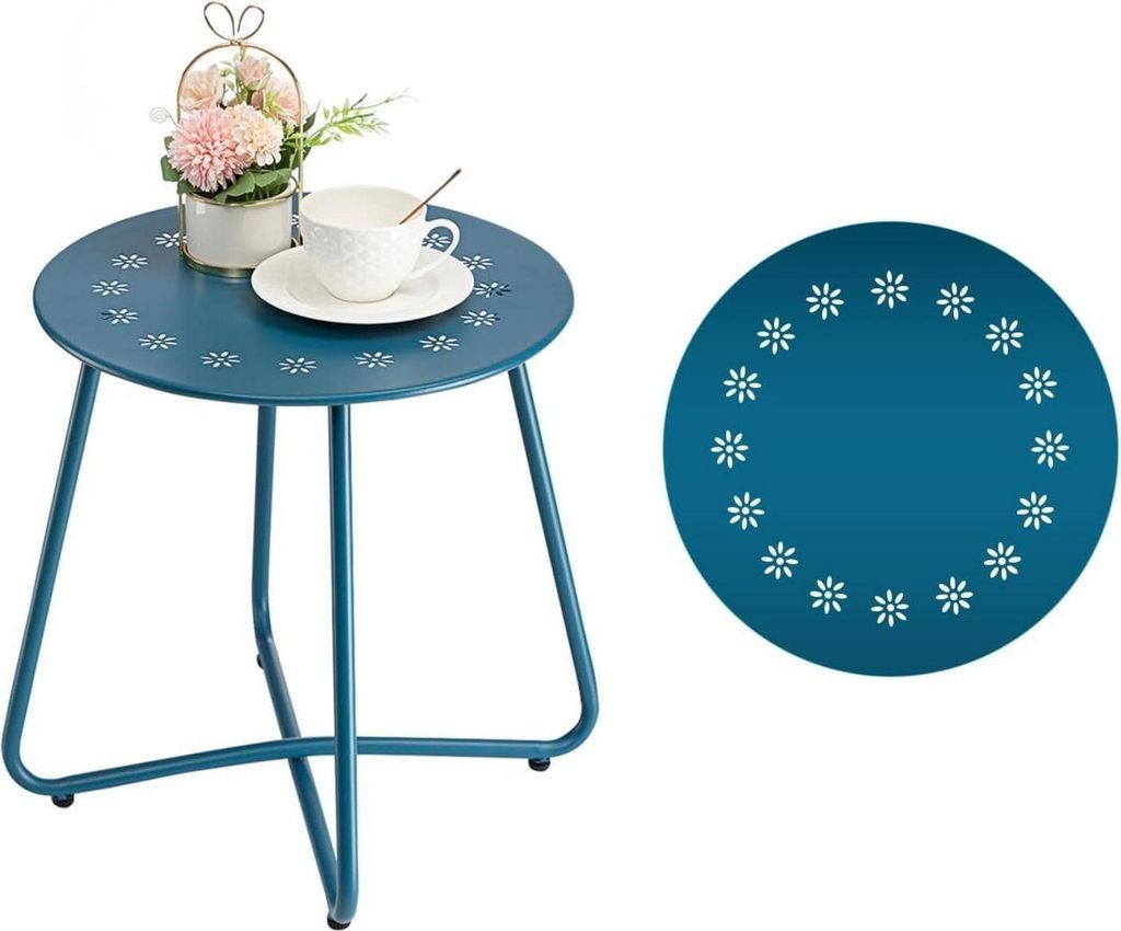 Outdoor Beistelltisch mit Blumenausschnitten, Wetterfest, Produktbild 