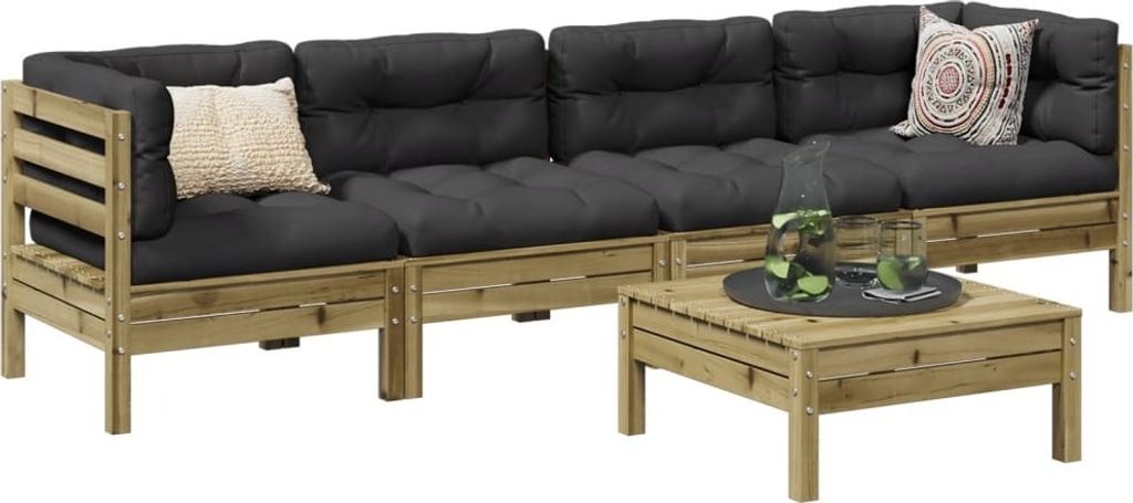 Maison Exclusive - 5-tlg. Garten-Sofagarnitur mit Kissen Kiefernholz Imprägniert