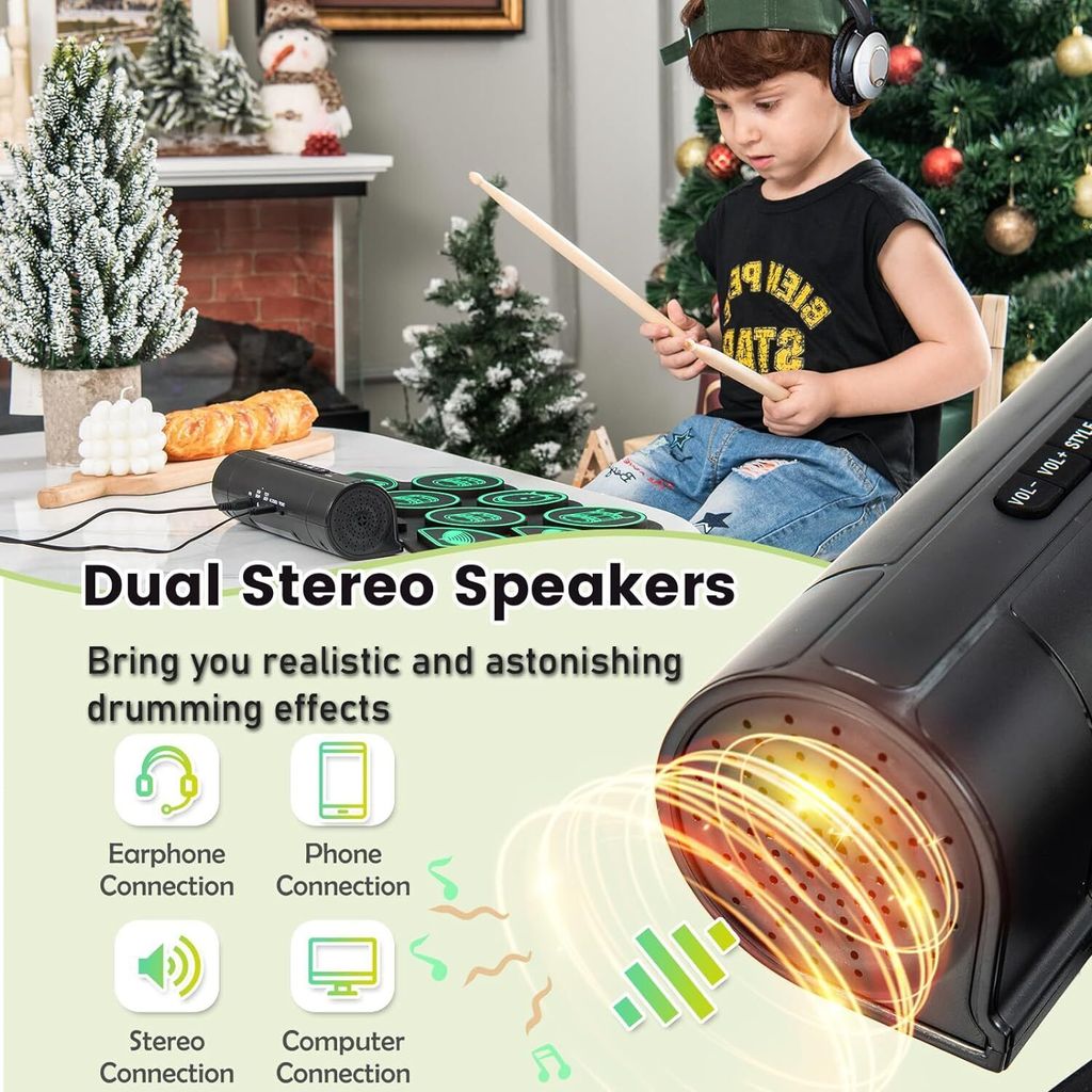 KOMFOTTEU Elektronisches Schlagzeug Set, Tragbarer E-Drum Produktbild 3