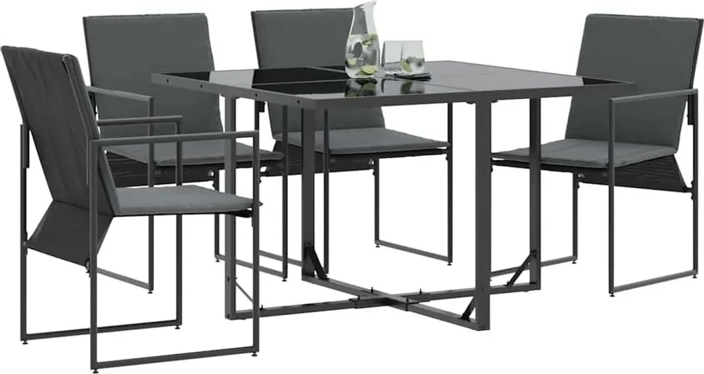 Chaise de terrasse avec coussin noir et anthracite - 4 pièces