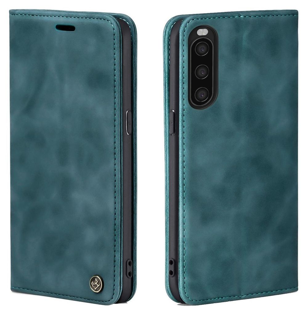 Handy Hülle für Sony Xperia 10 II Klapphülle Bookcase Flip Cover Handy Tasche Etui Farbe: Petrol