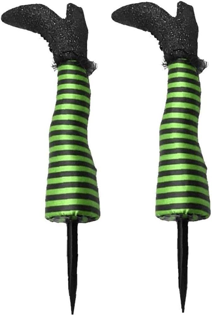 1 Paar Halloween Hexenbeine Pfähle Umgedrehte Hexenbeine Garten Garten Requisiten Für Outdoor Indoor Dekoration(Grün)