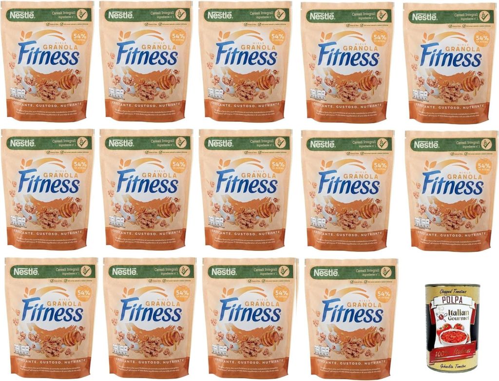 Nestlè Fitness Granola Miele – Knuspriges Müsli mit Vollkorn, Hafer und Honig, 14 Beutel à 300 g+ Italian Gourmet polpa 400g