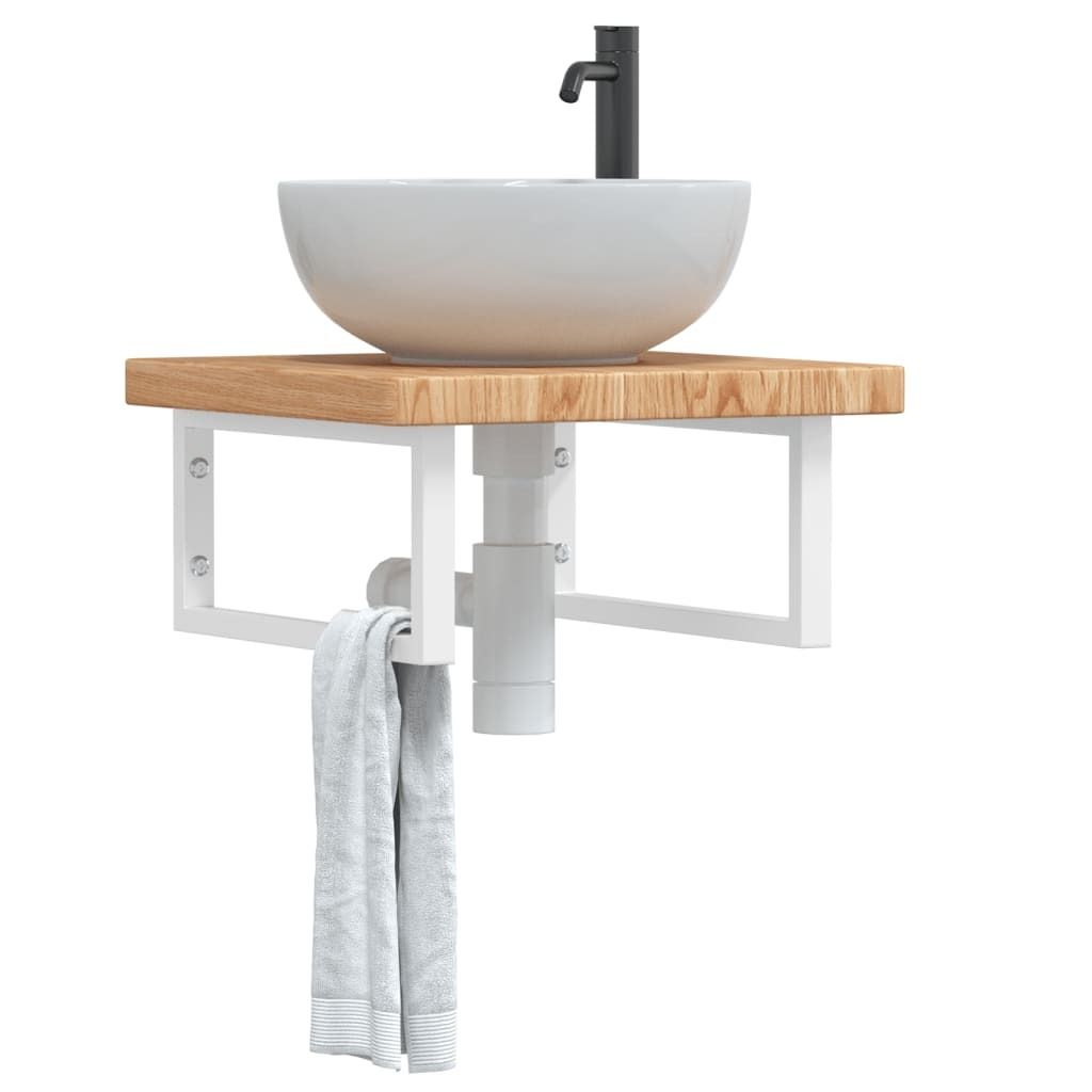 Maison Exclusive - Waschtischplatte mit Halterung Stahl und Massivholz Eiche