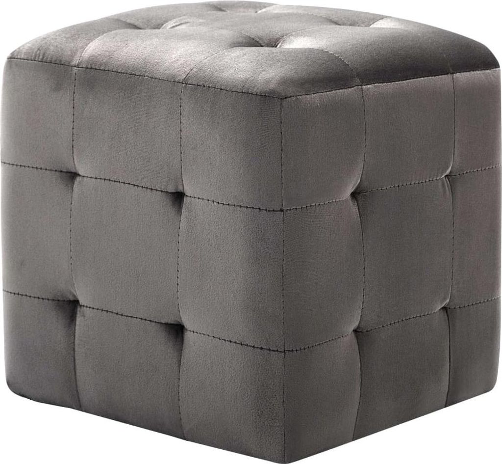 vidaXL Nachttische 2 Stk. Grau 30×30×30 cm Samtstoff