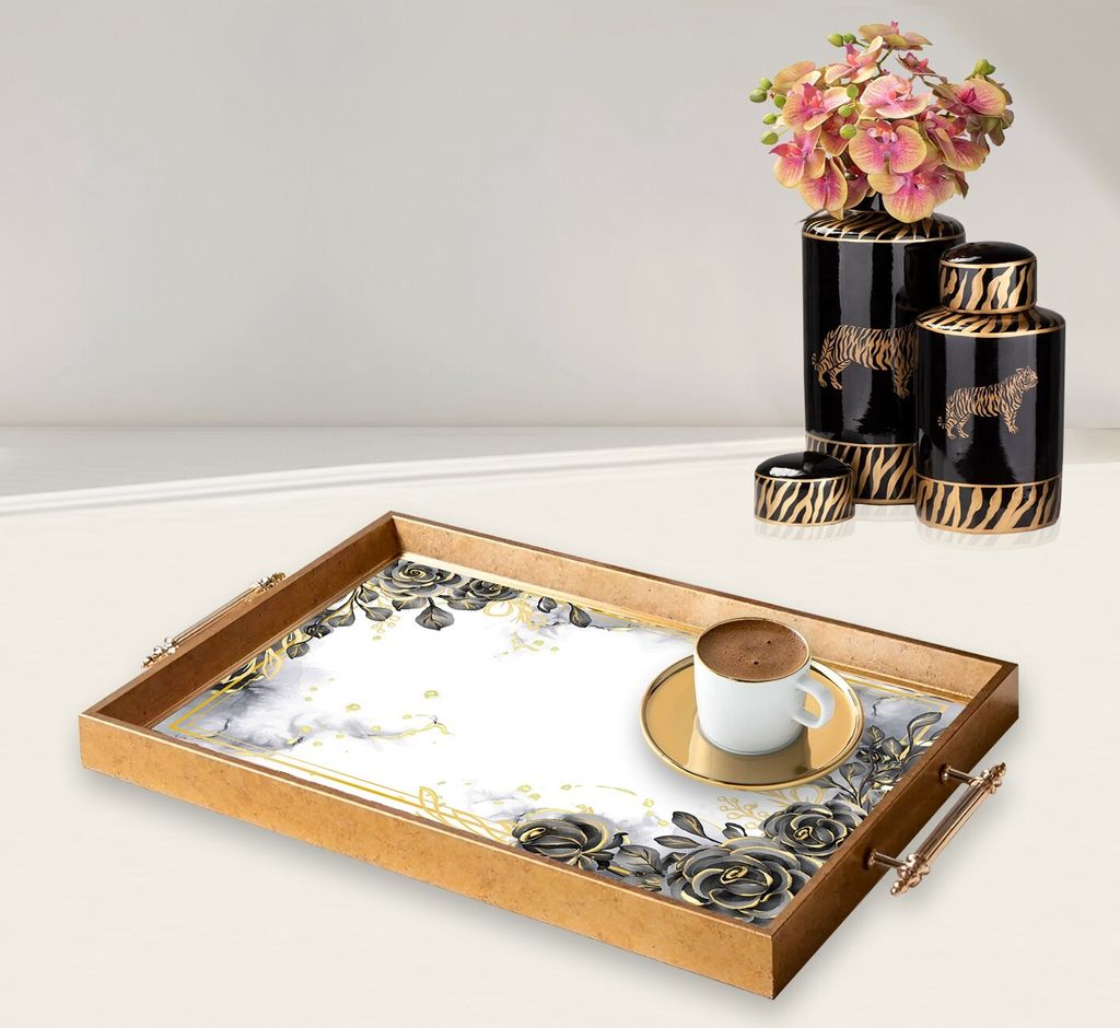 Evila Originals, TPEA9771, Tablett, Mehrfarbig, 100 % GLAS, 50 x 29 x 3,5 cm