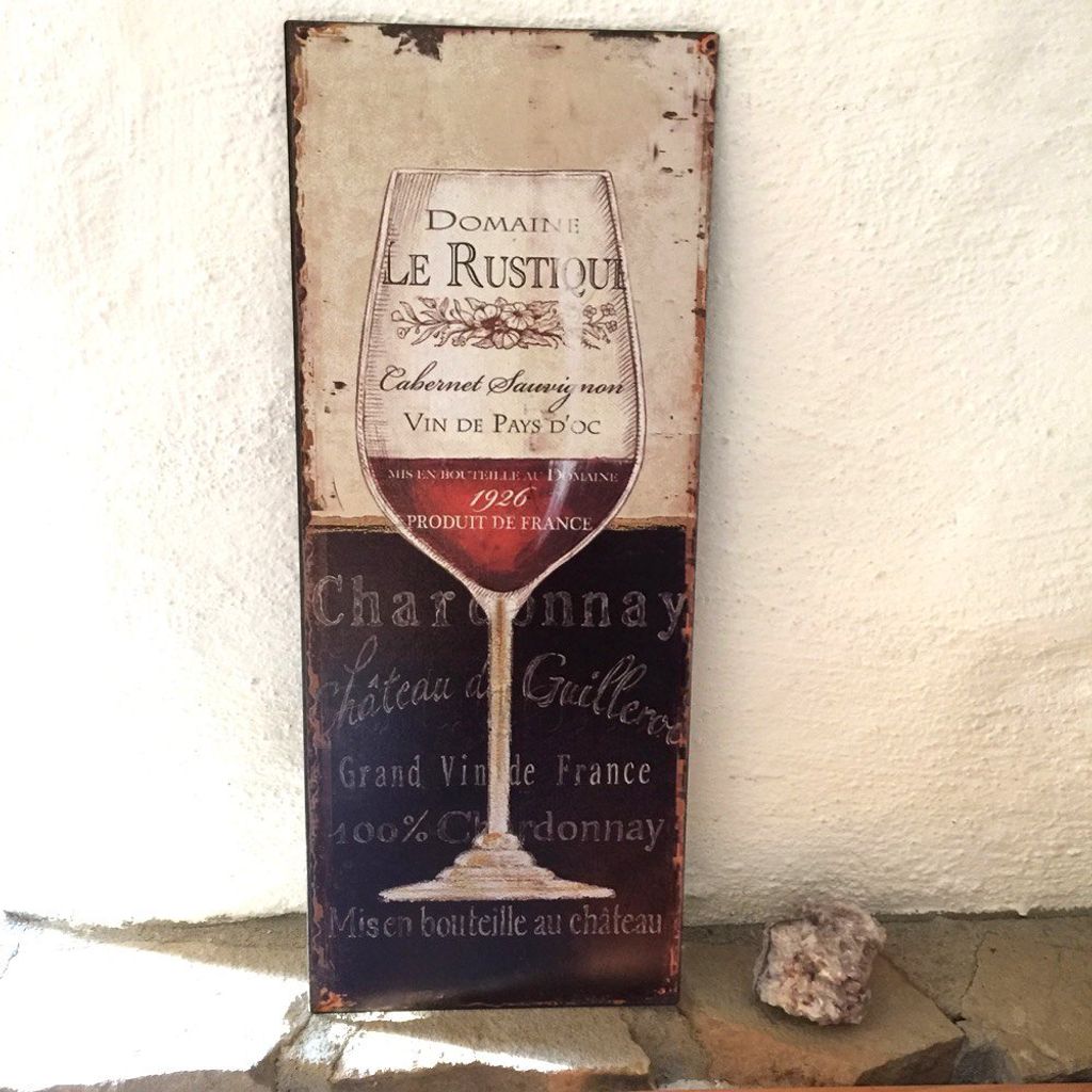 Blechschild mit Weinglas - Gastronomie Dekoration Weinlokal Cafehaus Bilder Wein