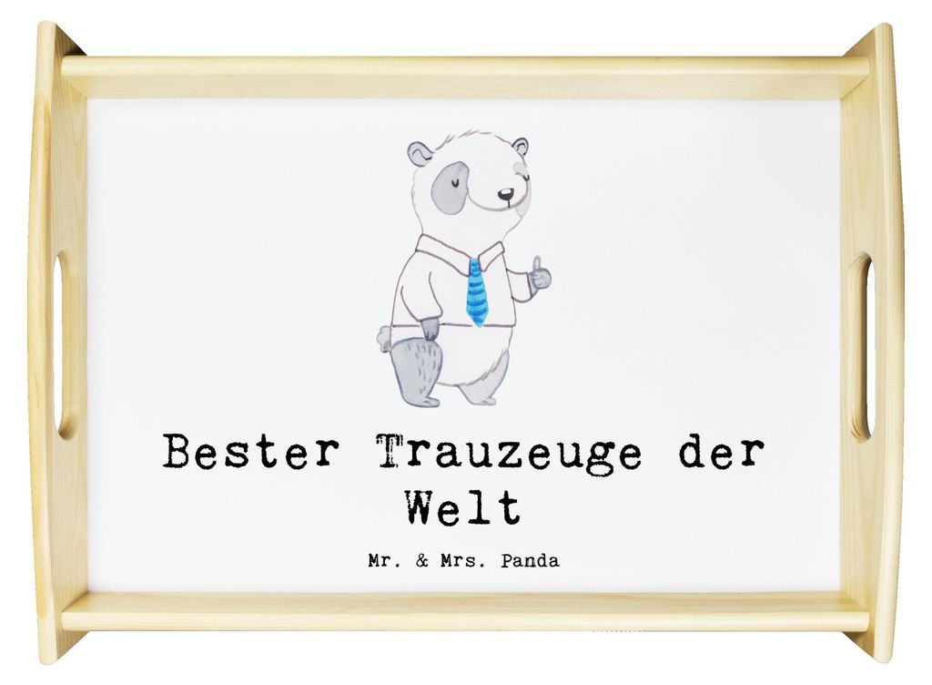 Mr. & Mrs. Panda Küchentablett Panda Bester Trauzeuge der Welt - Weiß - Geschenk, Geschenkidee, Servier Tablett, holz, Heirat, Holztablett, Stand...