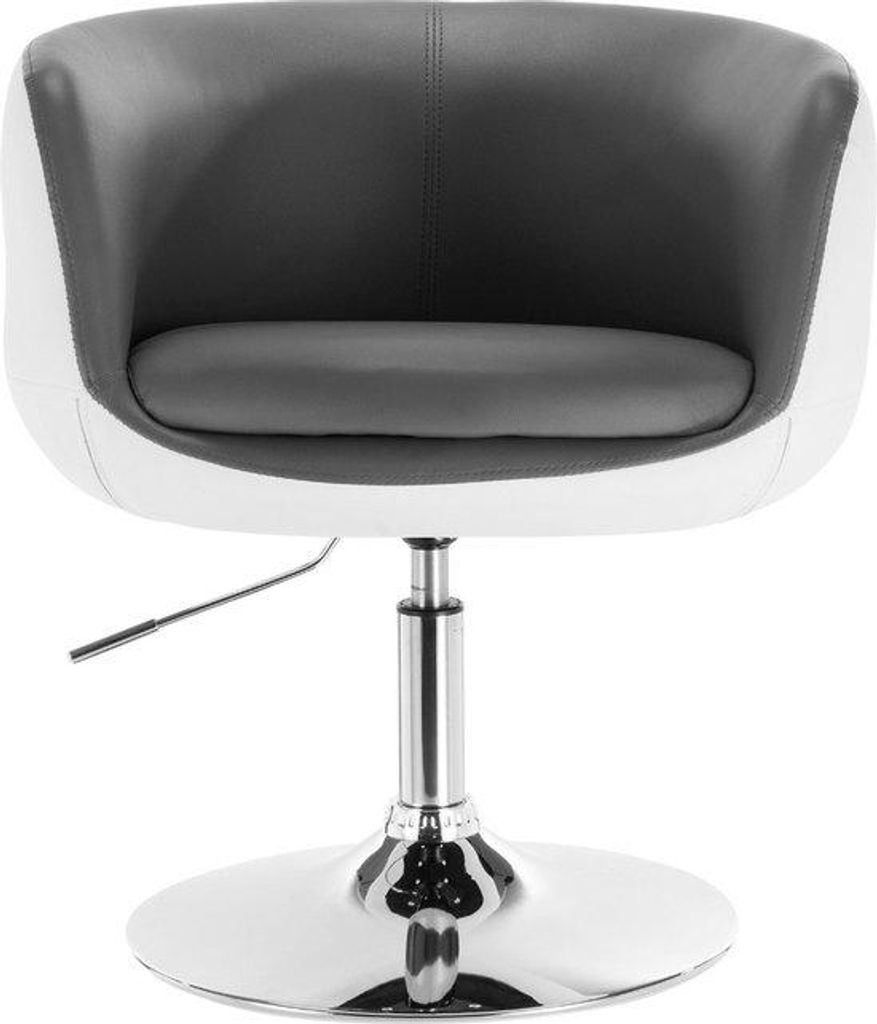 Weißer Barhocker mit Rückenlehne, höhenverstellbar, Kunstleder