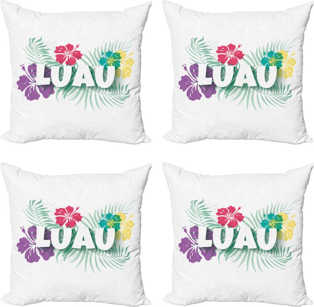 ABAKUHAUS Luau Kissenbezug Set (4 Stück), Hawaii-Party-Zeit Petals, Moderner Doppelseitiger Digitaldruck, 45 cm x 45 cm, Mehrfarbig