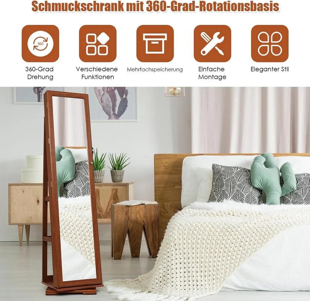 Fini les bijoux emmêlés avec cette armoire miroir 2 en 1 bois marron