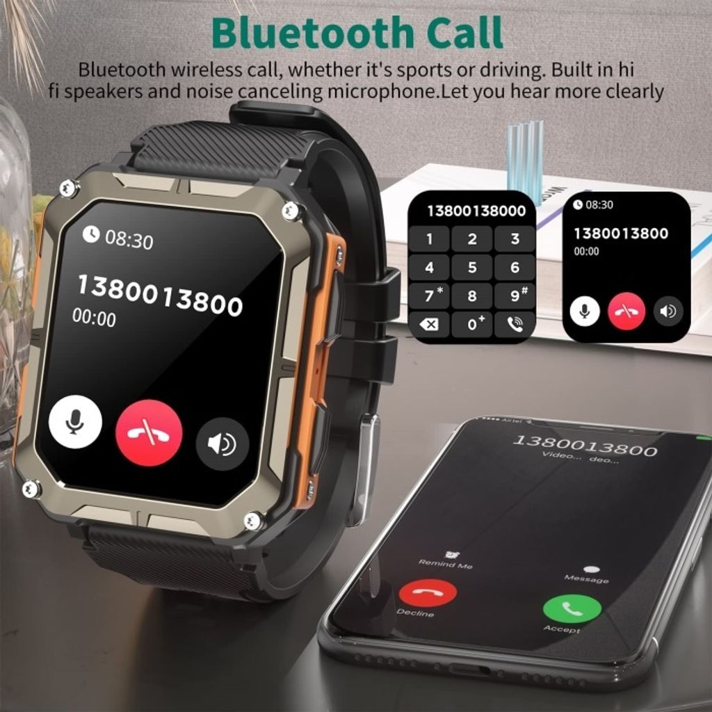 Smartwatch Herren mit Telefonfunktion 1,83" HD Display Produktbild 4