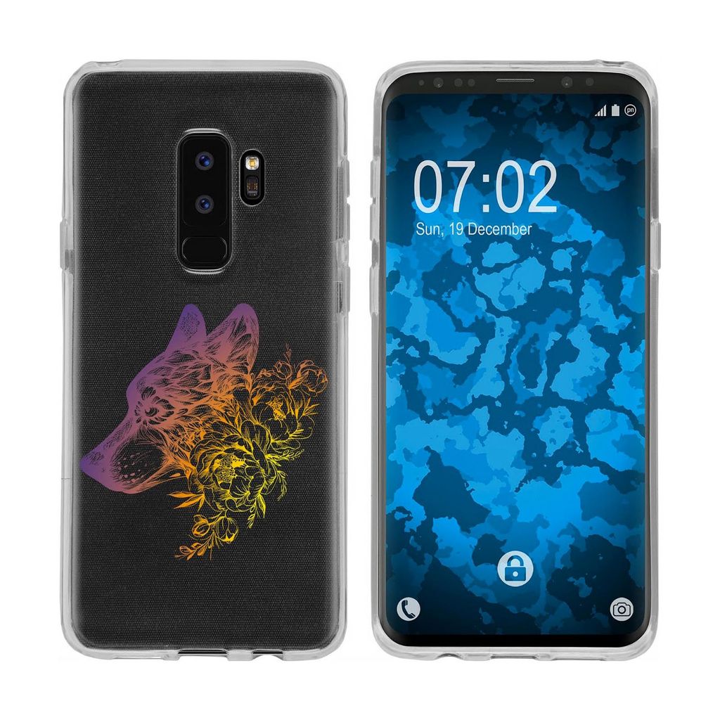 PhoneNatic Case kompatibel mit Samsung Galaxy S9 Plus Silikon-Hülle Floral Wolf M3-3