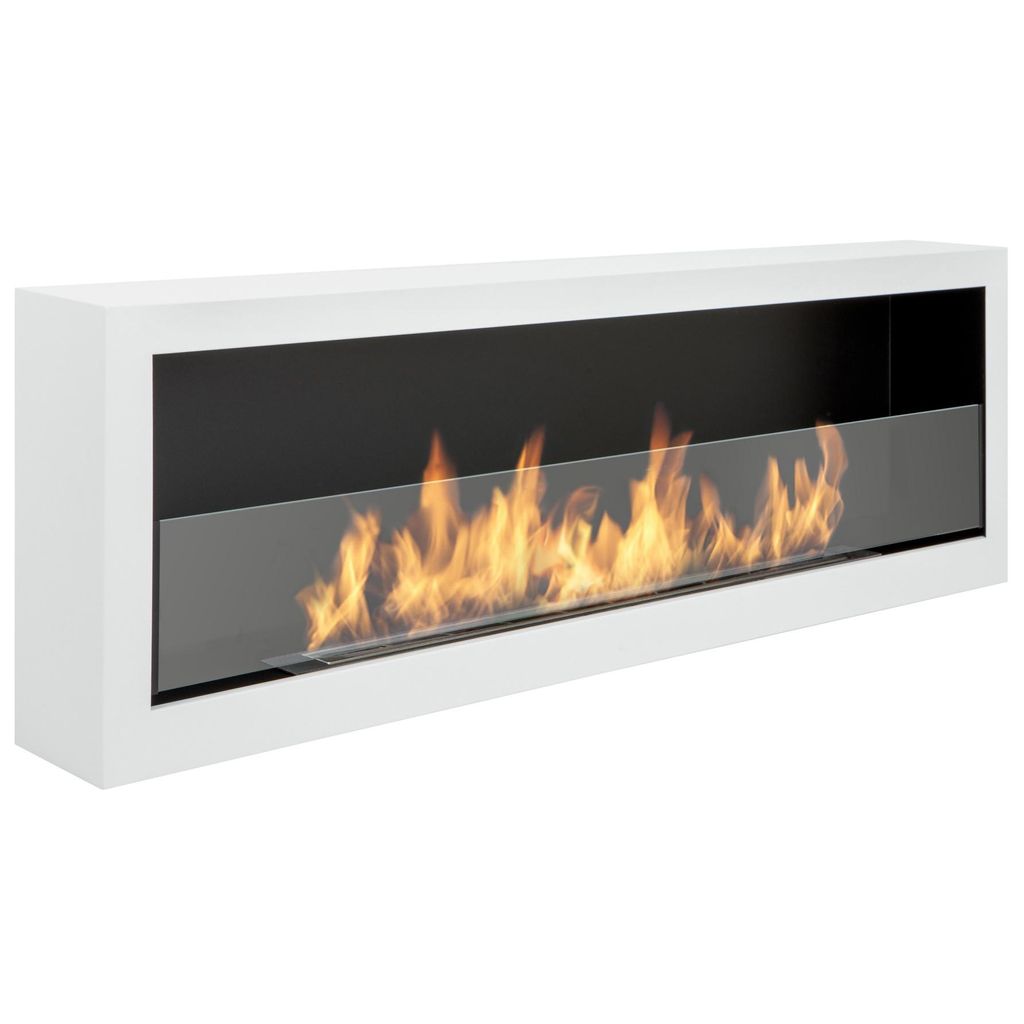 Biokominek wiszący ścienny z szybą S-Line BOX 120cm biały Zdjęcie produktu 