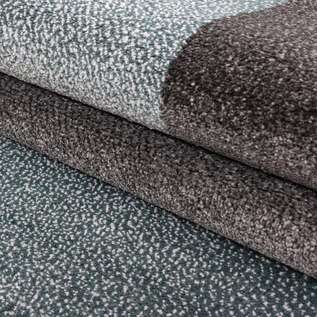 Tapis Lucca Bloc bleu à poils ras format rectangle 80x250cm moderne - 3