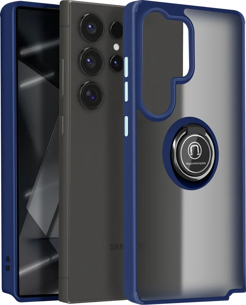 Cover Samsung S25 Ultra Avizar Blu con Kickstand e Anello Magnetico