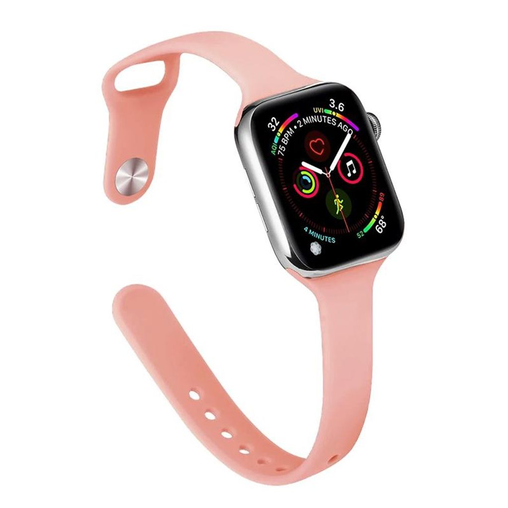 FFO2World schlankes Silikonarmband für Apple Watch 42/41/40/38 mm – Elegantes, leichtes Armband kompatibel mit SE & Serie 1–11 – Dunkelrosa