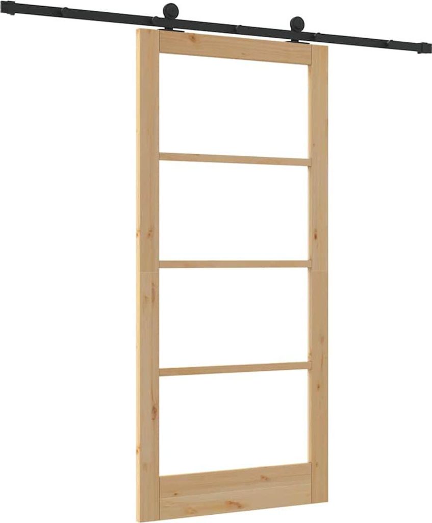 vidaXL Schiebetür ORKDAL Natur 93 x 202 cm Massivholz Kiefer und Glas