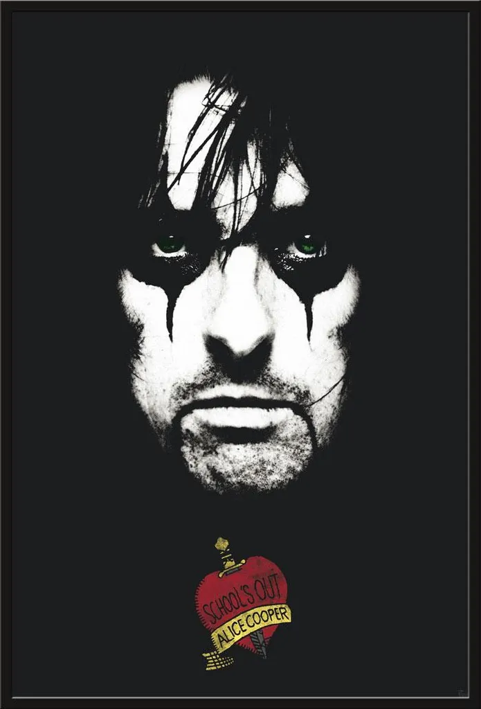 Poster rock Alice Cooper encadré noir pour déco studio musique