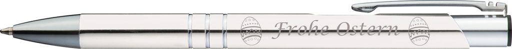 Kugelschreiber mit Gravur "Frohe Ostern" / aus Metall / Farbe: weiß