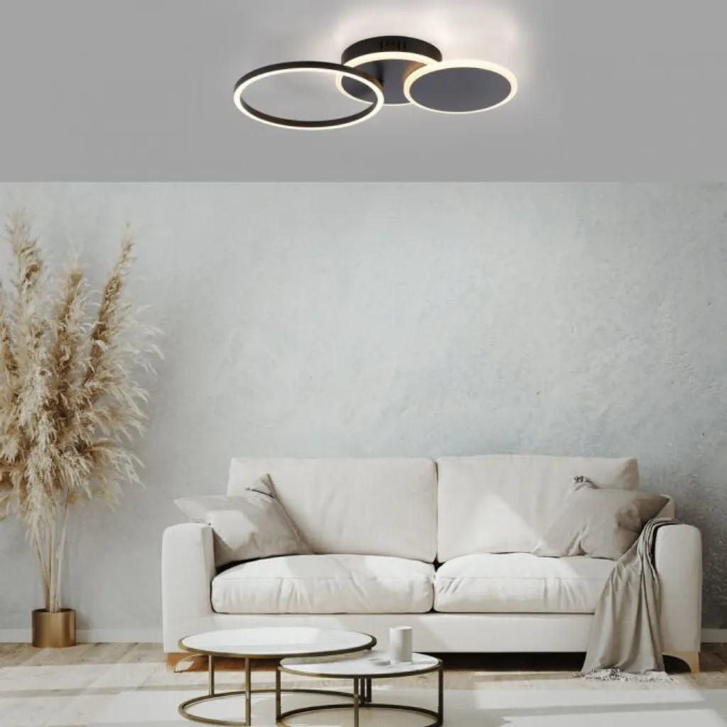 Plafonnier moderne LED rond noir SEVENT Leuchten Direkt 14116-18 d70cm