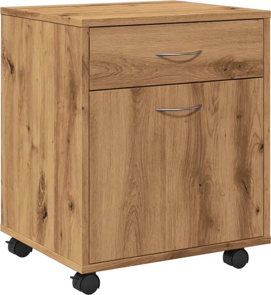 SYFAX™ Mobiletto Ruote Rovere Artigianale 45x38x54 cm | Sicuro