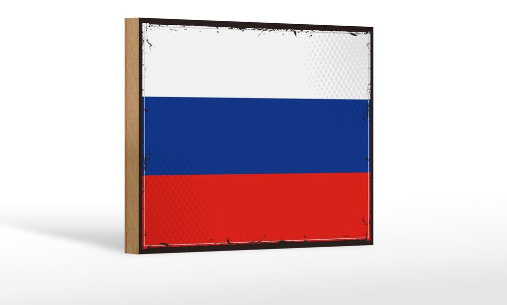 Holzschild Flagge Russlands 18x12 cm Retro Flag of Russia Dekoration