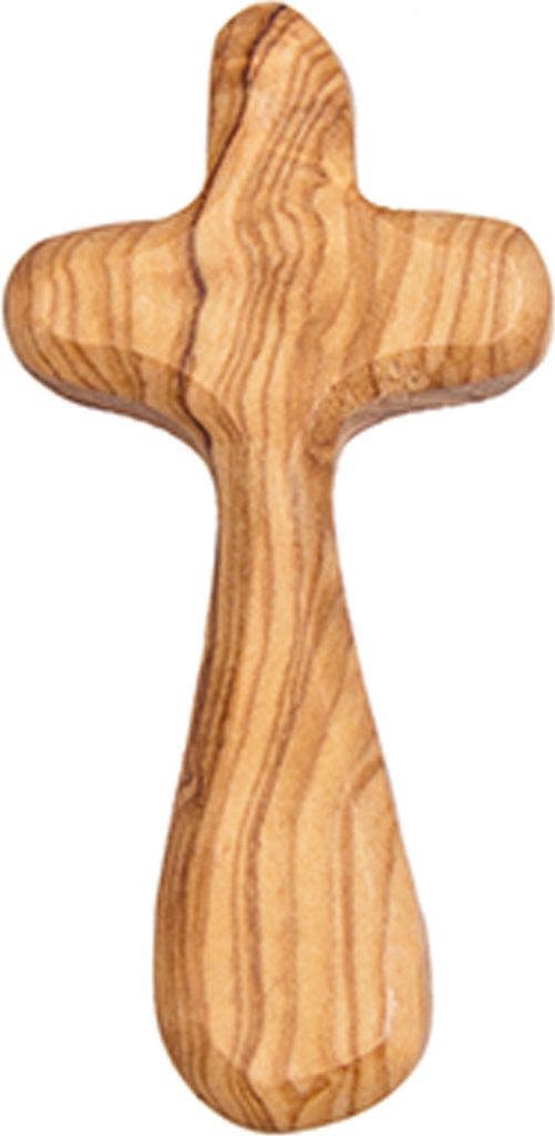 FRITZ COX Holzkreuz aus Olivenholz | Handkreuz und Handschmeichler | kleines Holzkreuz | auch als Sterbekreuz | auf Geschenkkarte | handgefertigt |...