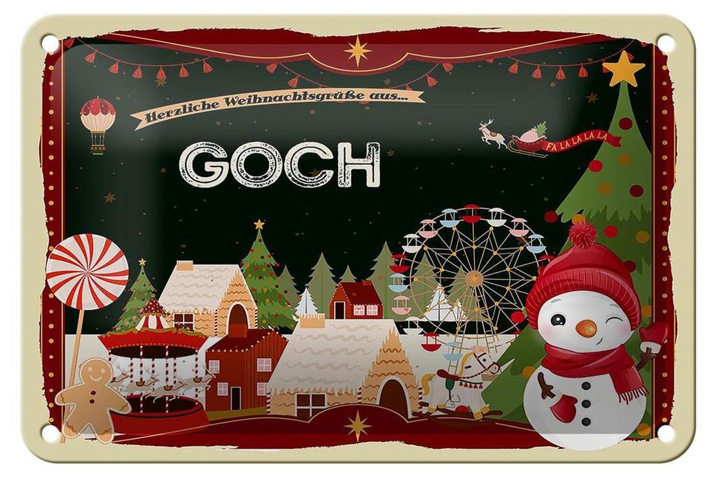 Blechschild Weihnachten Grüße aus GOCH Geschenk Dekoration  Produktbild 