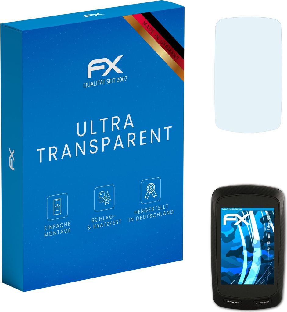 atFoliX FX-Clear 3x Schutzfolie kompatibel mit Garmin Edge 800 Displayschutzfolie
