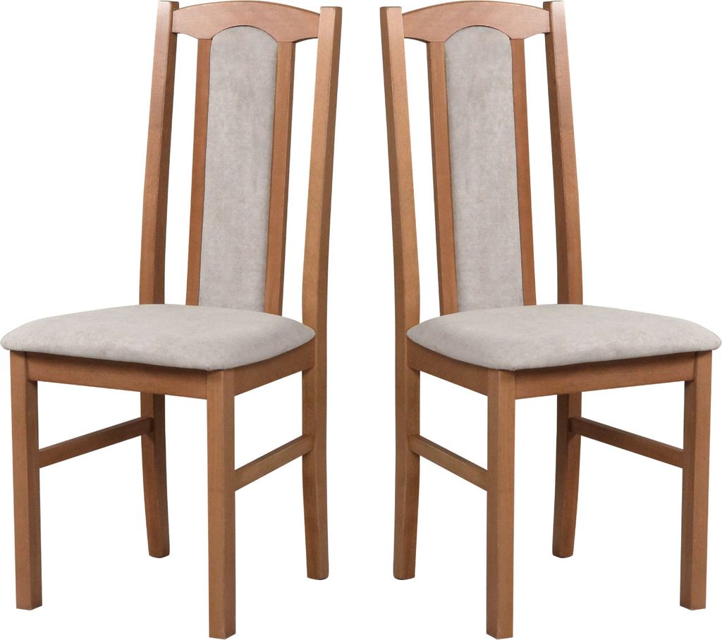 Esszimmerstuhl, Holz Eiche Massiv Stuhl Stühle Küchenstuhl – Set 2x Bos 7 hell nussbaum