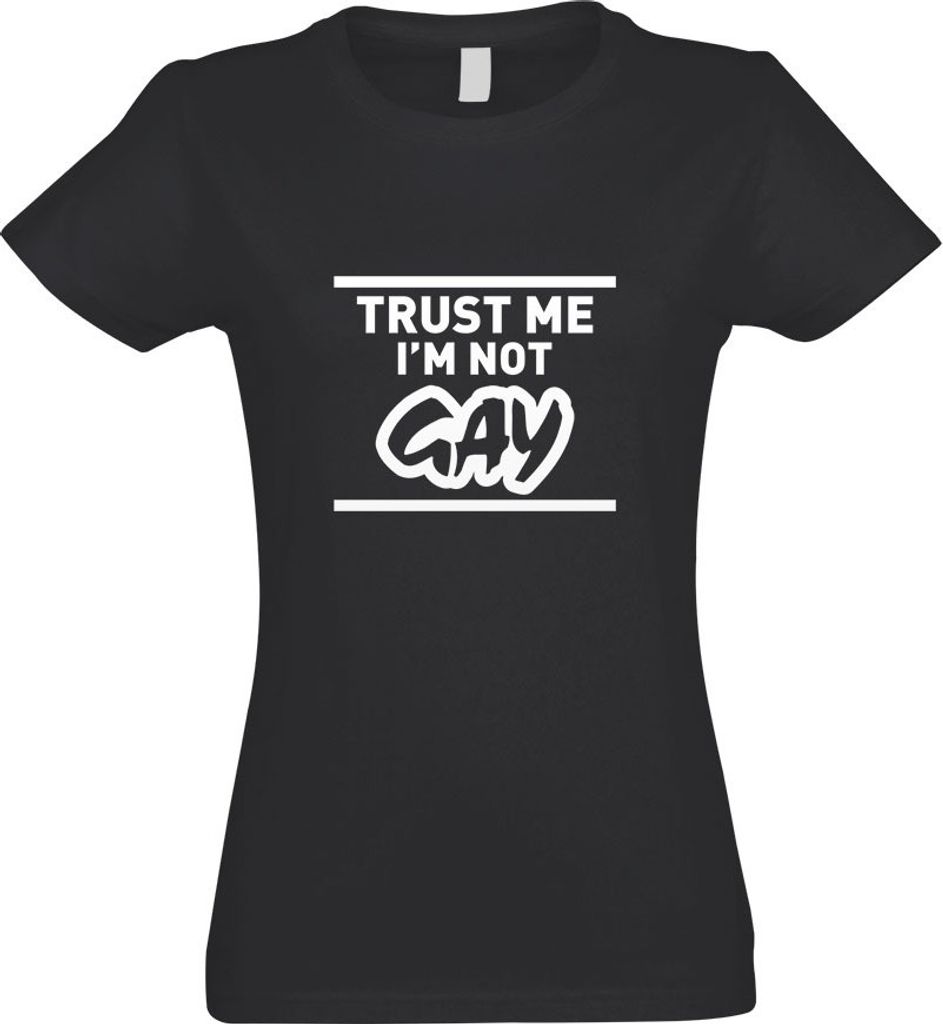 Kiwistar - T-Shirt tailliert - Damen - Graphit - Trust me, im not Gay schwul - mit Motiv Bedruckt - Funshirt Design - Sport - Freizeit - Damen - XL