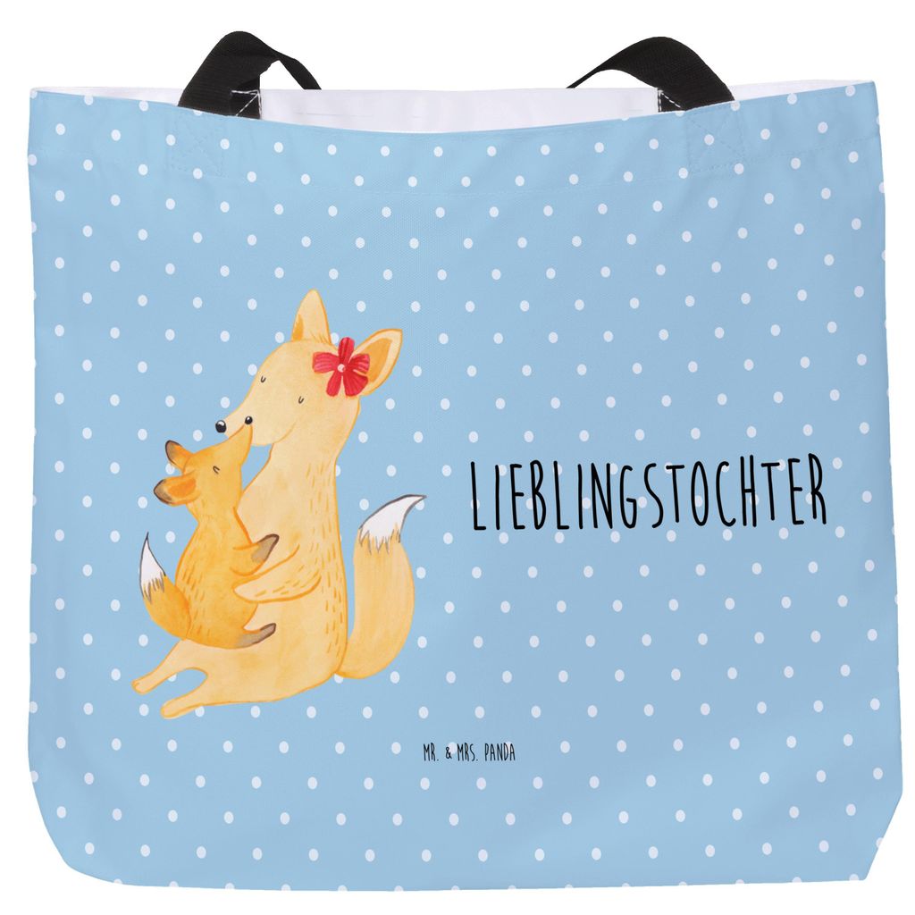 Mr. & Mrs. Panda Strandtasche Fuchs Mama - Blau Pastell - Geschenk, Laptoptasche, Mutter, Schoß, Muttertag, Tragetasche, Reisetasche, Tote Bag, To...