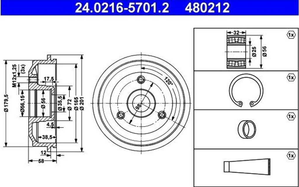 ATE Bremstrommel 24.0216-5701.2