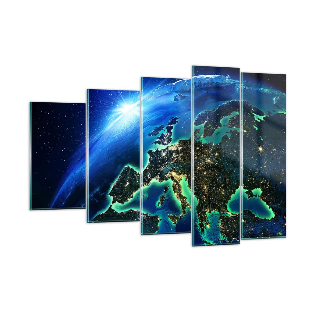Bilder auf glas - Nacht raum welt ansicht - 150x100cm - Glasbilder - Wandbilder - Kunstdruck - zum Aufhängen bereit - Wanddekoration aus Glas - Gl...