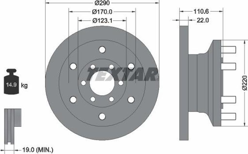 2x TEXTAR Bremsscheibe 93175400 für IVECO DAILY III Pritsche/Fahrgestell 110 6mm