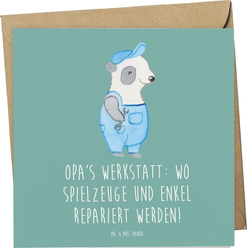 Mr. & Mrs. Panda Grußkarte Großeltern Werkstatt - Meeresbrise - Geschenk, Enkelkinder, Jubiläen, faltkarte, doppelkarte, einzigartige Designs, K...