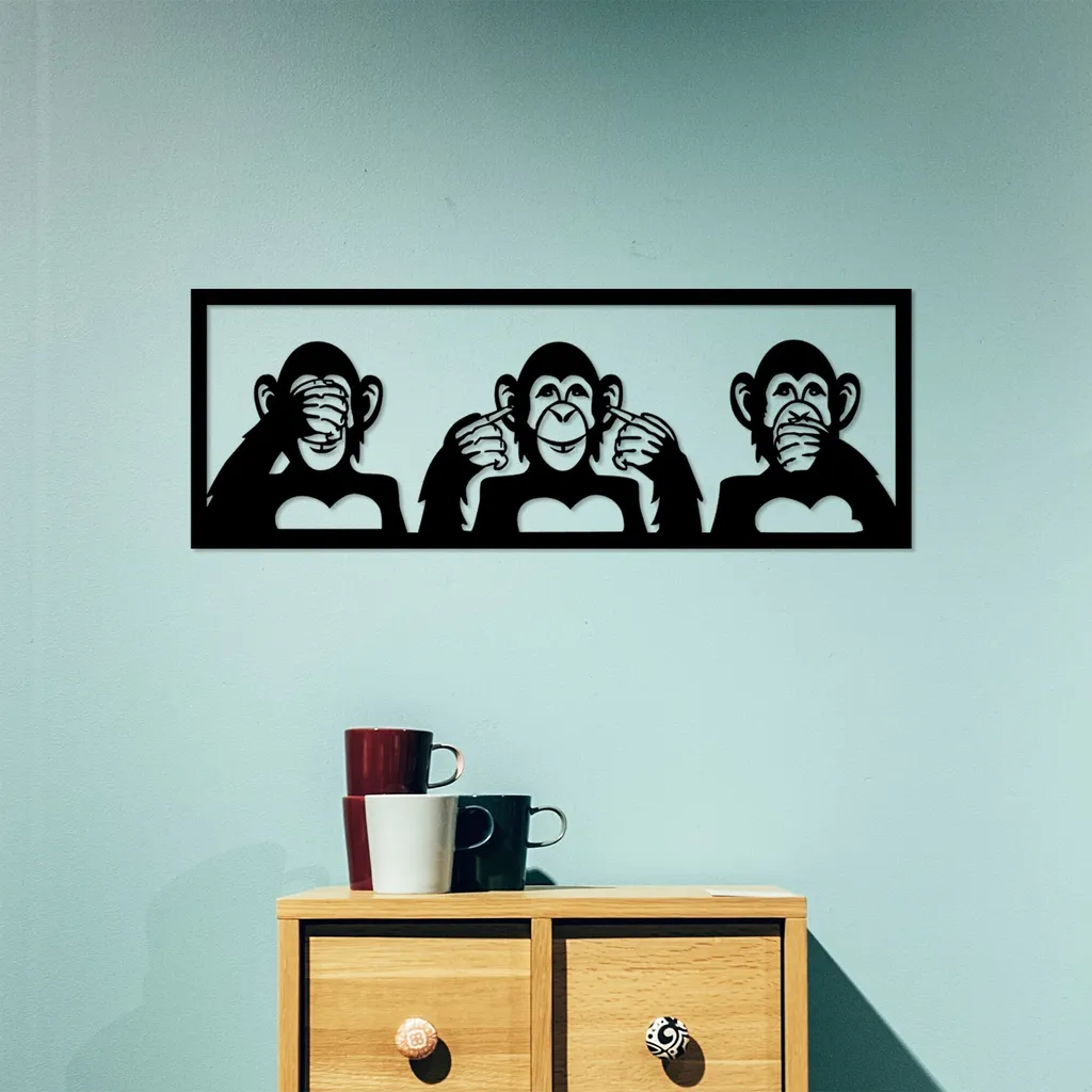 Tableau en Métal Noir 100x36cm Wallity Three- TNL1819 Design Industriel