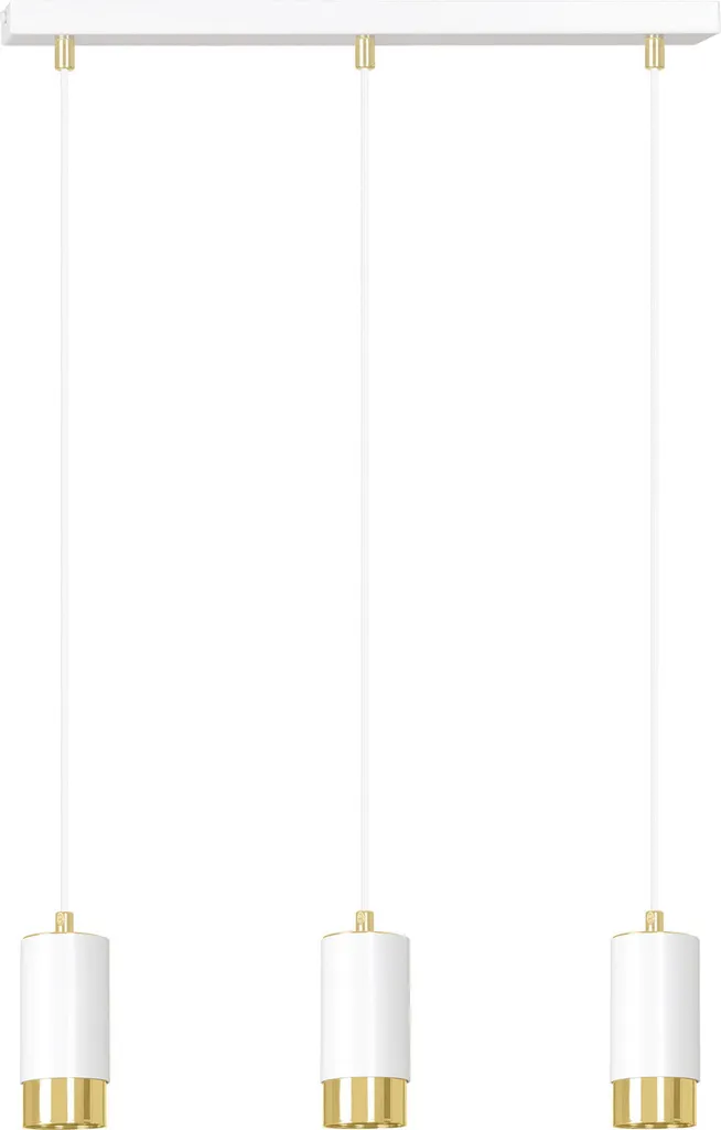 Suspension 3 Spots GU10 Fumiko Blanc Or - Lustre Moderne 30W 815/3