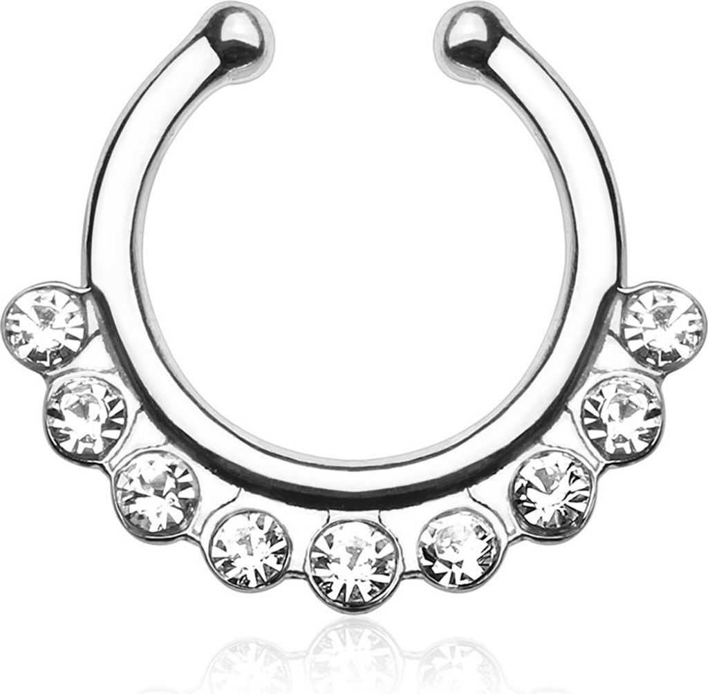 Nasenpiercing Nasenring Fake Piercing Septum Helix Kugeln Zirkonia Kristalle Strass silber