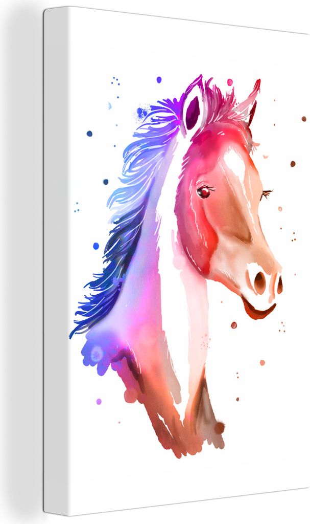 OneMillionCanvasses - Leinwandbilder - 90x140 cm, Pferd - Rosa - Blau - Mädchen - Kinder - Mädchen, Wandbilder Kunstdruck Wanddekoration - Wand...