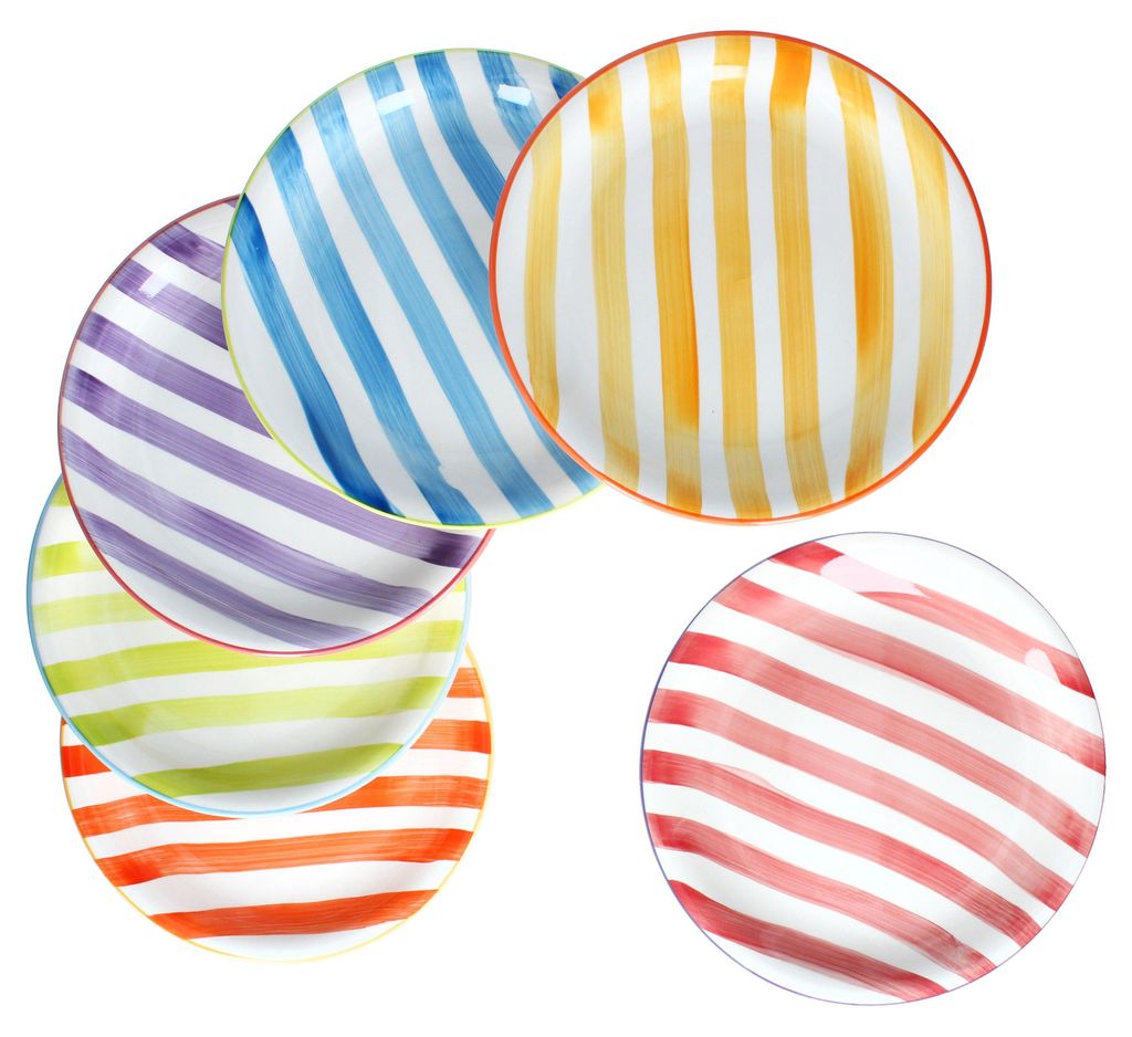 Summer Stripes Set di 6 piatti grandi in gres colorato a Immagine del prodotto 