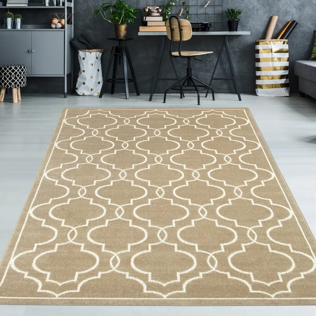 Tapis décoratif extérieur et intérieur beige - Confort 120 x 170 cm