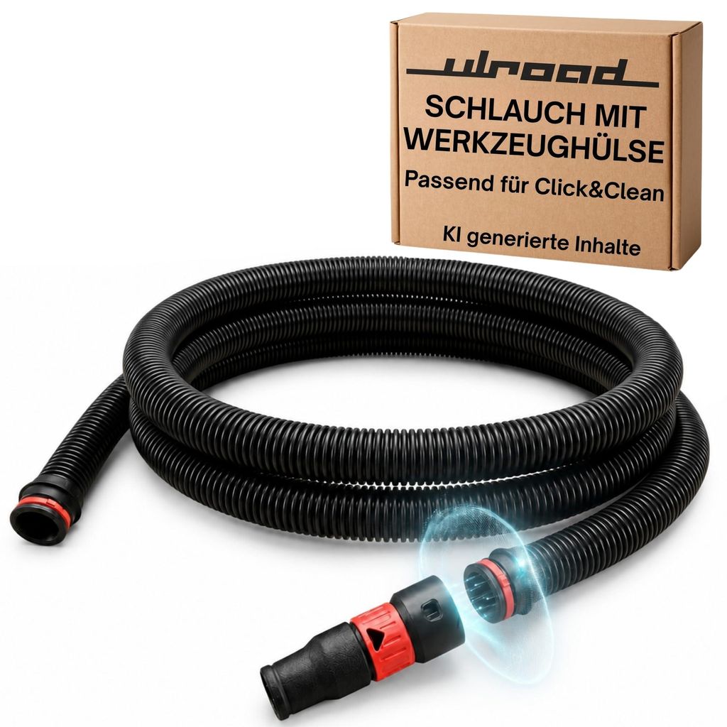 1,5m Staubsaugerschlauch passend für Bosch Professional GAS 18V-10 L Akku-Sauger Ersatzschlauch inkl. Werkzeugmuffe & Click-Anschluss